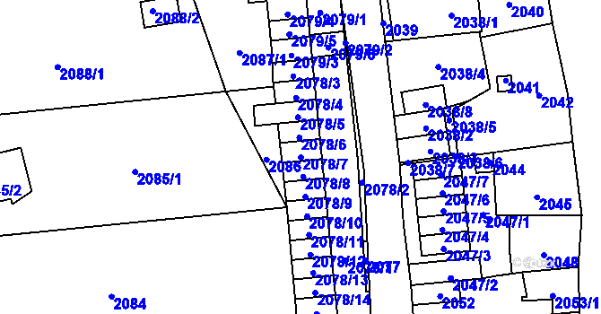 Parcela st. 2078/7 v KÚ Jihlava, Katastrální mapa