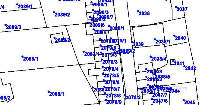 Parcela st. 2079/3 v KÚ Jihlava, Katastrální mapa