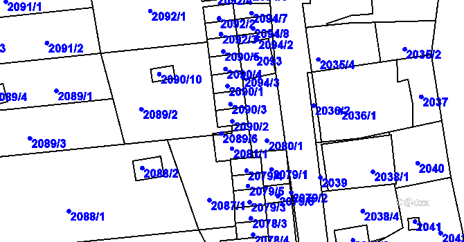 Parcela st. 2090/2 v KÚ Jihlava, Katastrální mapa