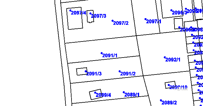 Parcela st. 2091/1 v KÚ Jihlava, Katastrální mapa