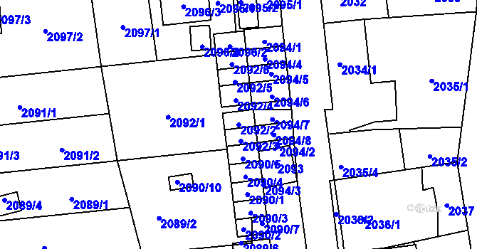 Parcela st. 2092/2 v KÚ Jihlava, Katastrální mapa