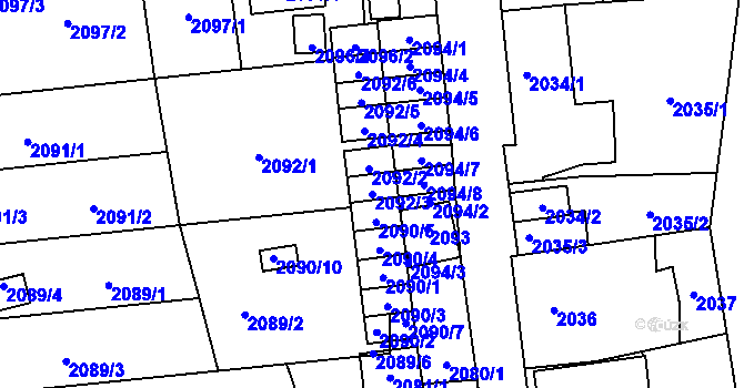 Parcela st. 2092/3 v KÚ Jihlava, Katastrální mapa