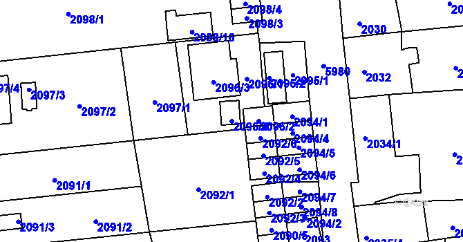 Parcela st. 2096/4 v KÚ Jihlava, Katastrální mapa