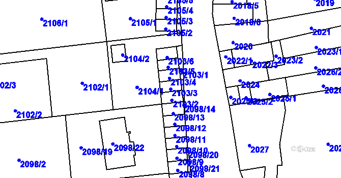 Parcela st. 2103/3 v KÚ Jihlava, Katastrální mapa