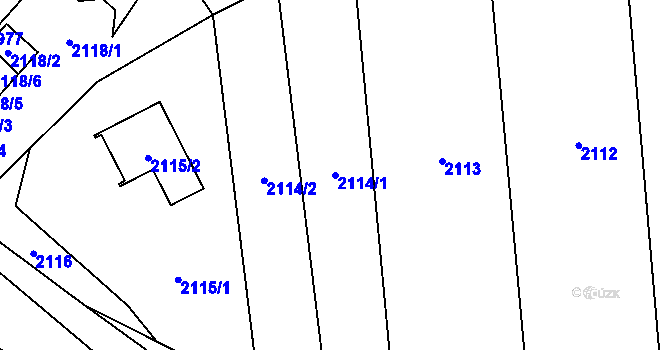 Parcela st. 2114/1 v KÚ Jihlava, Katastrální mapa