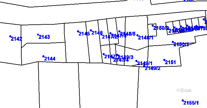 Parcela st. 2147/1 v KÚ Jihlava, Katastrální mapa