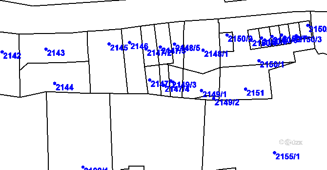 Parcela st. 2147/4 v KÚ Jihlava, Katastrální mapa