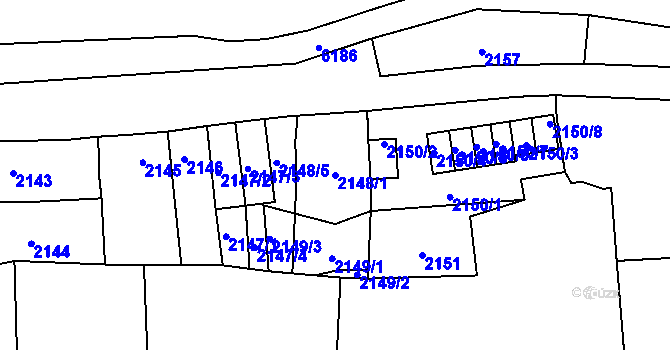 Parcela st. 2148/1 v KÚ Jihlava, Katastrální mapa