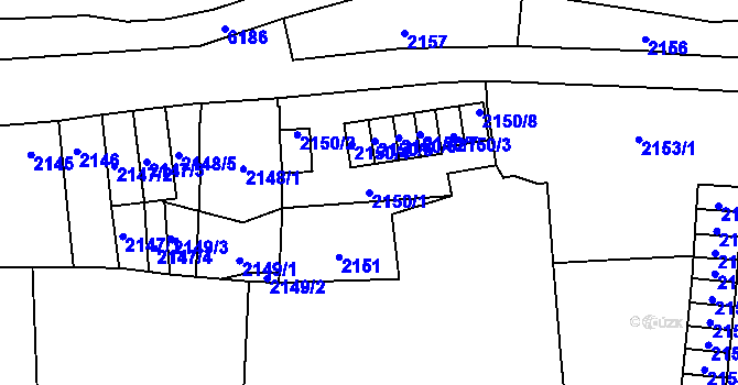 Parcela st. 2150/1 v KÚ Jihlava, Katastrální mapa