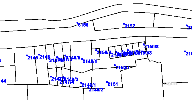 Parcela st. 2150/2 v KÚ Jihlava, Katastrální mapa