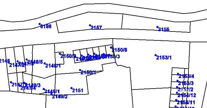 Parcela st. 2150/3 v KÚ Jihlava, Katastrální mapa