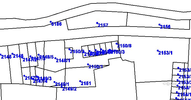 Parcela st. 2150/6 v KÚ Jihlava, Katastrální mapa