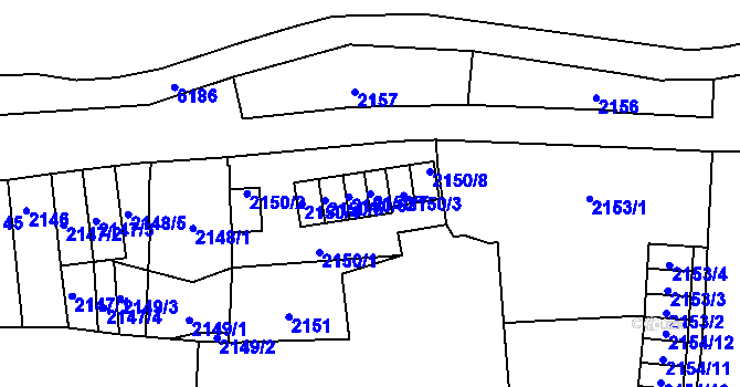 Parcela st. 2150/7 v KÚ Jihlava, Katastrální mapa