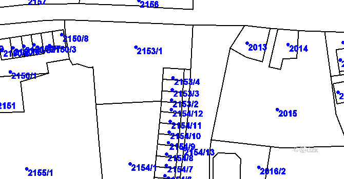 Parcela st. 2153/3 v KÚ Jihlava, Katastrální mapa