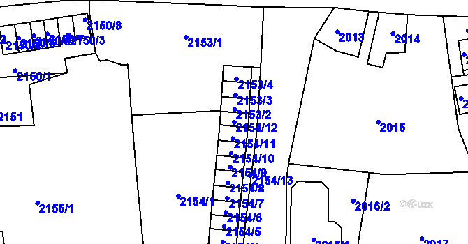 Parcela st. 2154/12 v KÚ Jihlava, Katastrální mapa