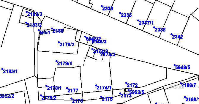 Parcela st. 2174/3 v KÚ Jihlava, Katastrální mapa