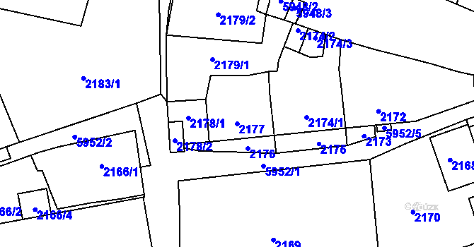 Parcela st. 2177 v KÚ Jihlava, Katastrální mapa