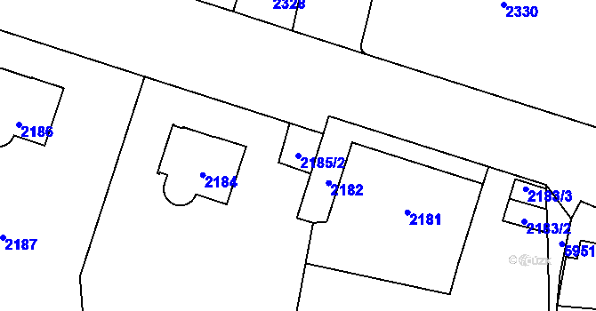 Parcela st. 2185/2 v KÚ Jihlava, Katastrální mapa