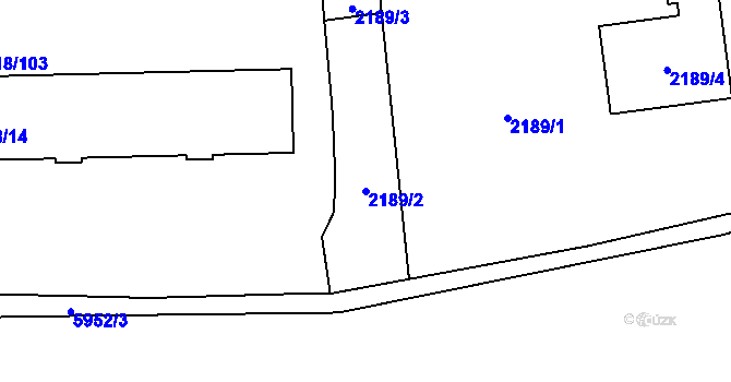 Parcela st. 2189/2 v KÚ Jihlava, Katastrální mapa