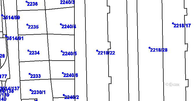 Parcela st. 2218/22 v KÚ Jihlava, Katastrální mapa