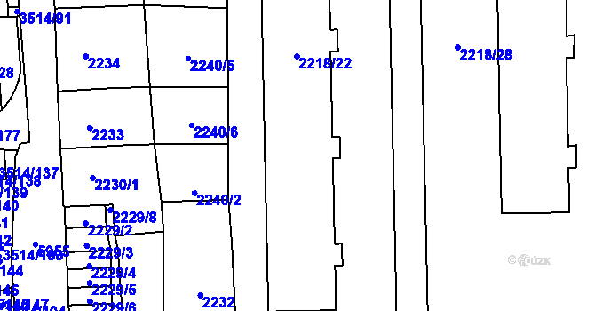 Parcela st. 2218/25 v KÚ Jihlava, Katastrální mapa