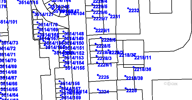 Parcela st. 2228/4 v KÚ Jihlava, Katastrální mapa