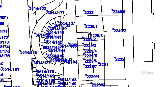 Parcela st. 2229/3 v KÚ Jihlava, Katastrální mapa