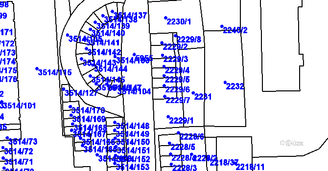 Parcela st. 2229/6 v KÚ Jihlava, Katastrální mapa