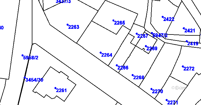 Parcela st. 2264 v KÚ Jihlava, Katastrální mapa