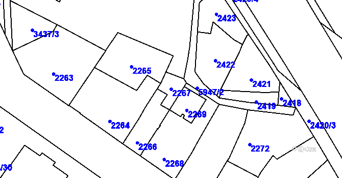 Parcela st. 2267 v KÚ Jihlava, Katastrální mapa
