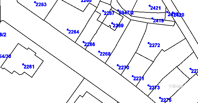 Parcela st. 2268 v KÚ Jihlava, Katastrální mapa