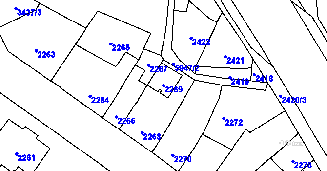 Parcela st. 2269 v KÚ Jihlava, Katastrální mapa