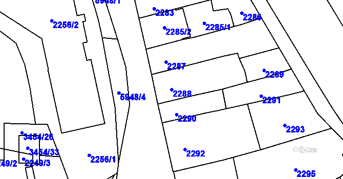 Parcela st. 2288 v KÚ Jihlava, Katastrální mapa