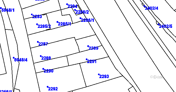 Parcela st. 2289 v KÚ Jihlava, Katastrální mapa