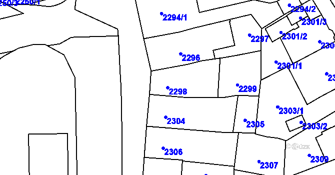 Parcela st. 2298 v KÚ Jihlava, Katastrální mapa