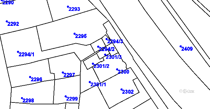 Parcela st. 2301/3 v KÚ Jihlava, Katastrální mapa