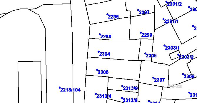 Parcela st. 2304 v KÚ Jihlava, Katastrální mapa