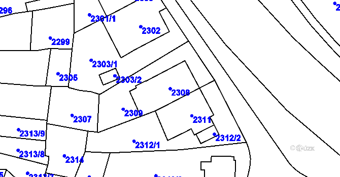 Parcela st. 2308 v KÚ Jihlava, Katastrální mapa