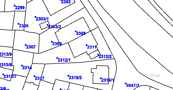 Parcela st. 2311 v KÚ Jihlava, Katastrální mapa