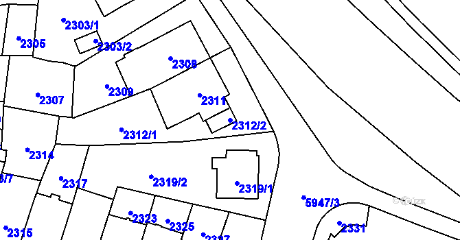 Parcela st. 2312/2 v KÚ Jihlava, Katastrální mapa