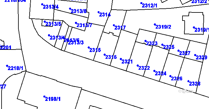 Parcela st. 2316 v KÚ Jihlava, Katastrální mapa
