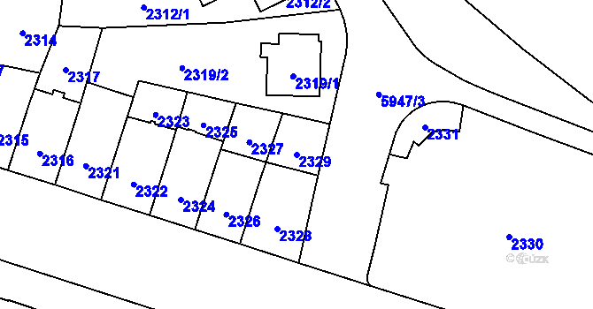 Parcela st. 2329 v KÚ Jihlava, Katastrální mapa