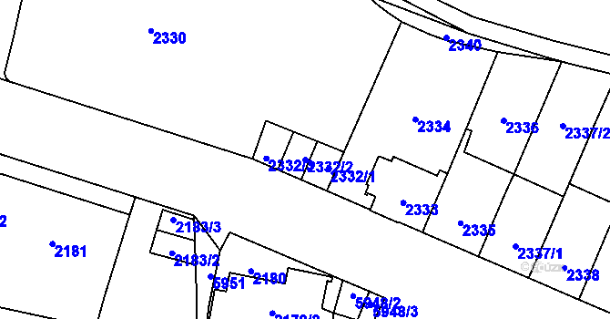 Parcela st. 2332/2 v KÚ Jihlava, Katastrální mapa