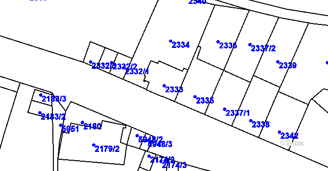 Parcela st. 2333 v KÚ Jihlava, Katastrální mapa