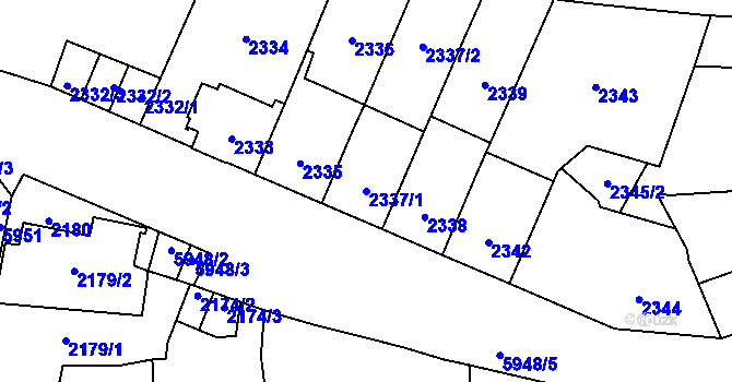 Parcela st. 2337/1 v KÚ Jihlava, Katastrální mapa