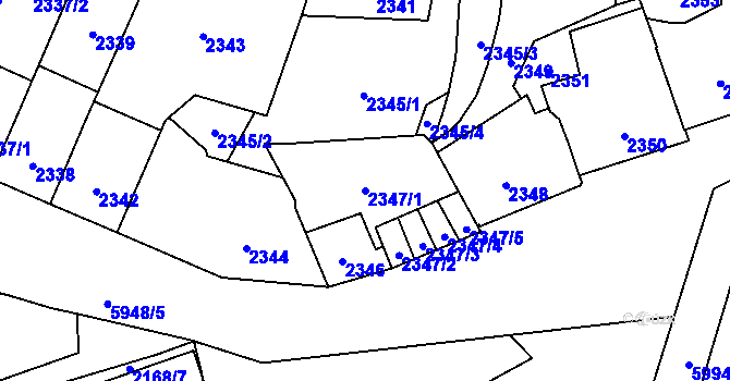 Parcela st. 2347/1 v KÚ Jihlava, Katastrální mapa