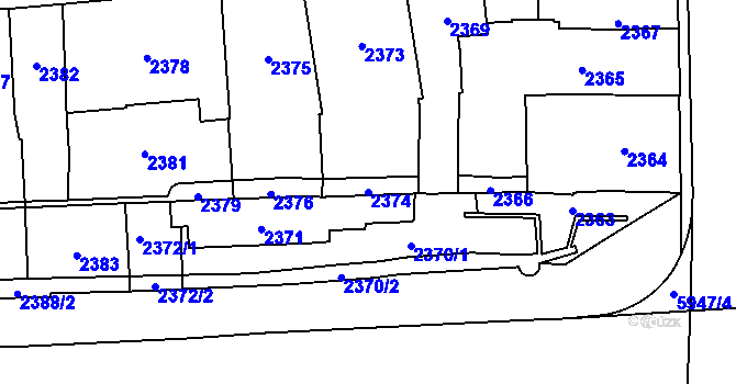 Parcela st. 2374 v KÚ Jihlava, Katastrální mapa