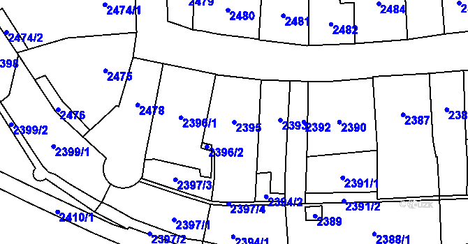 Parcela st. 2395 v KÚ Jihlava, Katastrální mapa