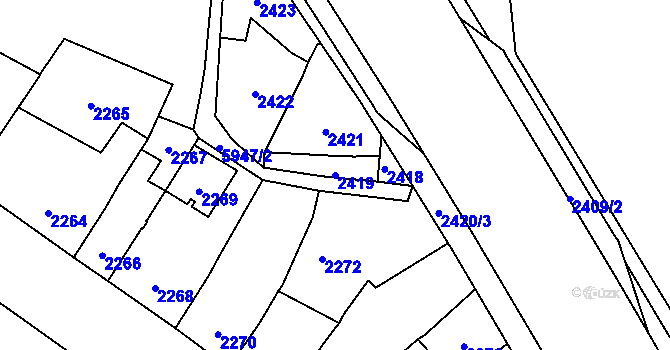 Parcela st. 2419 v KÚ Jihlava, Katastrální mapa