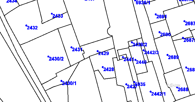 Parcela st. 2429 v KÚ Jihlava, Katastrální mapa